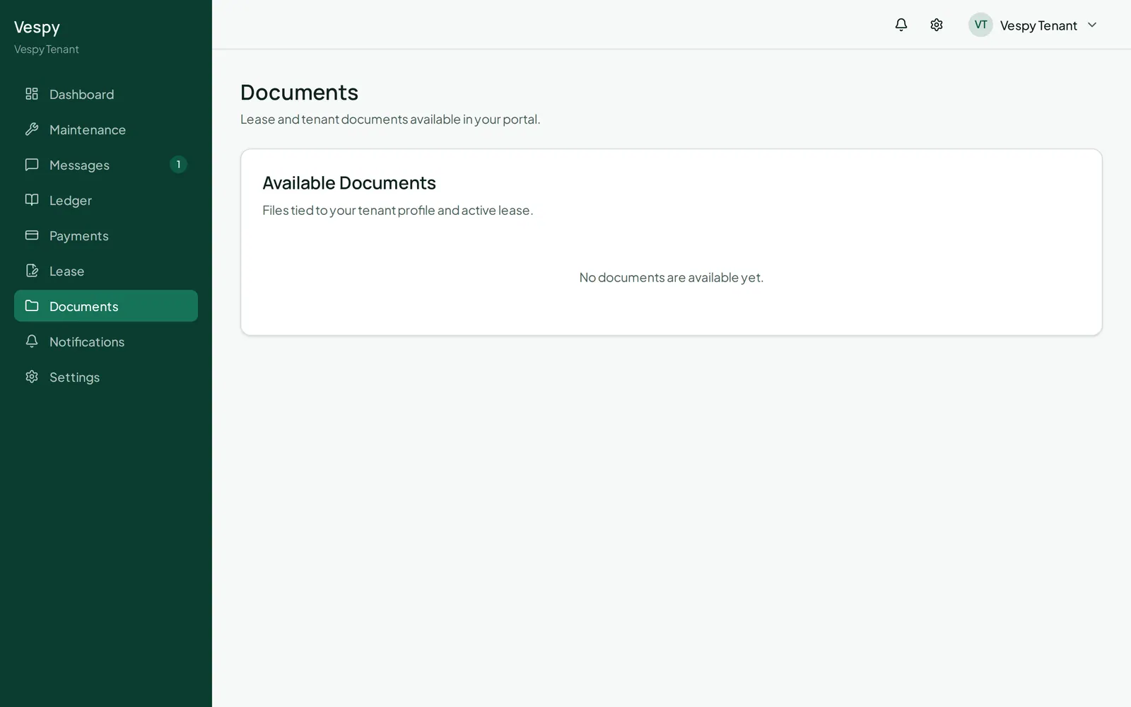 Documents shared with the tenant, each available to download.